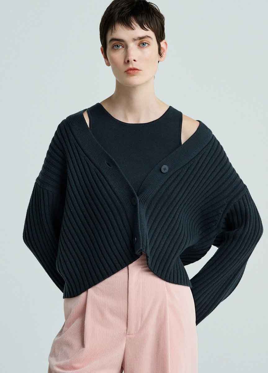 美麗諾羊毛針織開襟衫